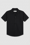 Cuban Collar Black Shirt