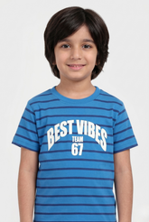 Boys Printed Striped Tee