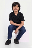 Cuban Collar Black Shirt