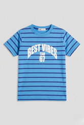 Boys Printed Striped Tee