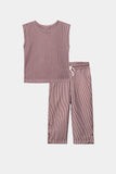 Girls Striper Sleeveless Suit