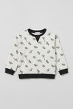 Dino Print V-Neck Sweatshirt