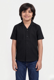 Cuban Collar Black Shirt