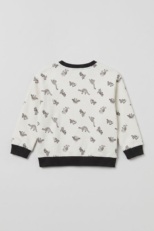 Dino Print V-Neck Sweatshirt