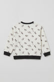 Dino Print V-Neck Sweatshirt