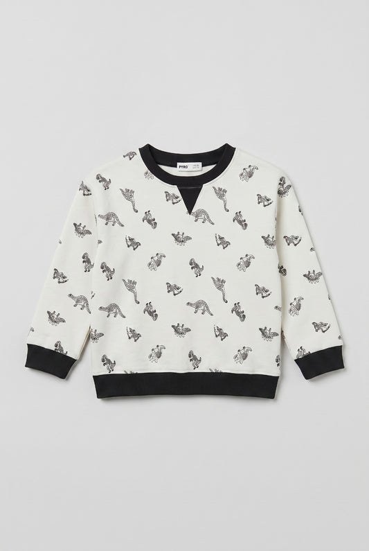 Dino Print V-Neck Sweatshirt